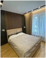 Реечный декор в спальне из Дуба 40х20мм