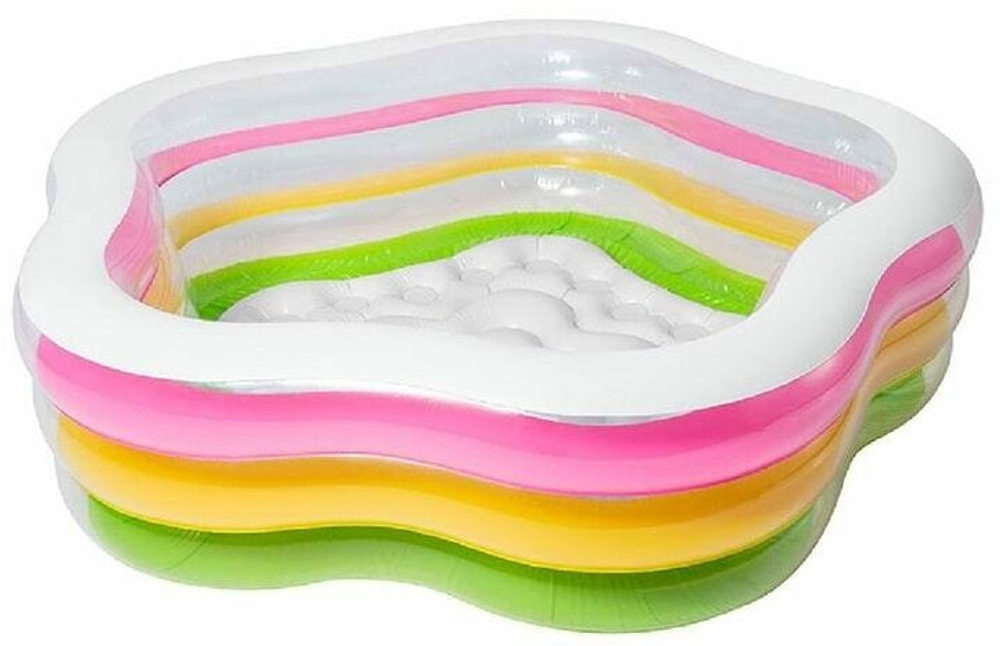 Бассейн надувной Intex 56495 Sea Shell 185х180х53 см / Пятиугольный бассейн Морская Звезда Интекс с надувным дном для дачи и отдыха