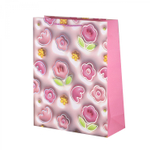 Пакет подарочный бумажный Alingar, (L+) 26х32х10 см, вертикальный, "Нежные цветочки", матов. ламинация, тиснение голография, эффект 3D, ассорти
