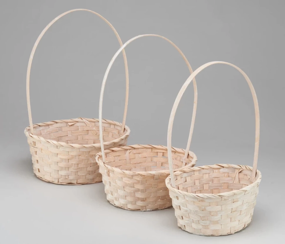 Корзина 27х21х10х38см Набор 3шт с ручкой (Бежевый)