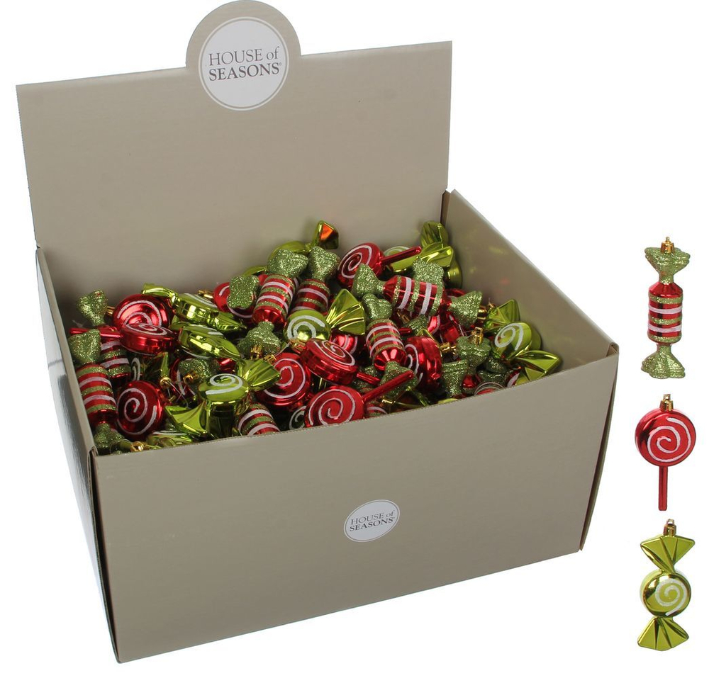 Набор елочных игрушек 3шт 10x4x4см House of Seasons Конфета красный-зеленый