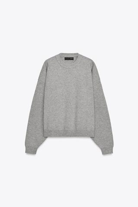 ZARA ТРИКОТАЖНАЯ ТОЛСТОВКА В РУБЧИК, СЕРЫЙ МЕЛАНЖ