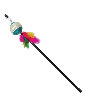 Игрушка-дразнилка для кошек "Шарик с перьями", d50/500мм, Triol