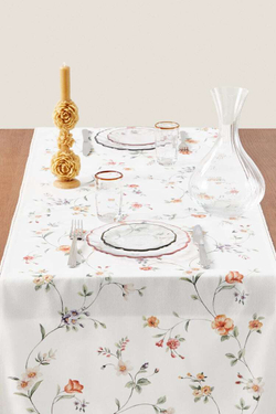 ZARA HOME ХЛОПКОВАЯ НАСТОЛЬНАЯ ДОРОЖКА С КРУЖЕВНОЙ ОТДЕЛКОЙ, ЗЕЛЕНЫЙ