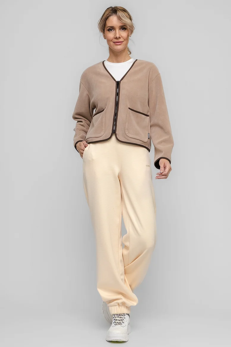 Куртка укороченная, из джерси, женская