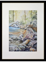 Картина авторская акварельная в паспарту 30х40 см на стену для интерьера "У кромки воды"