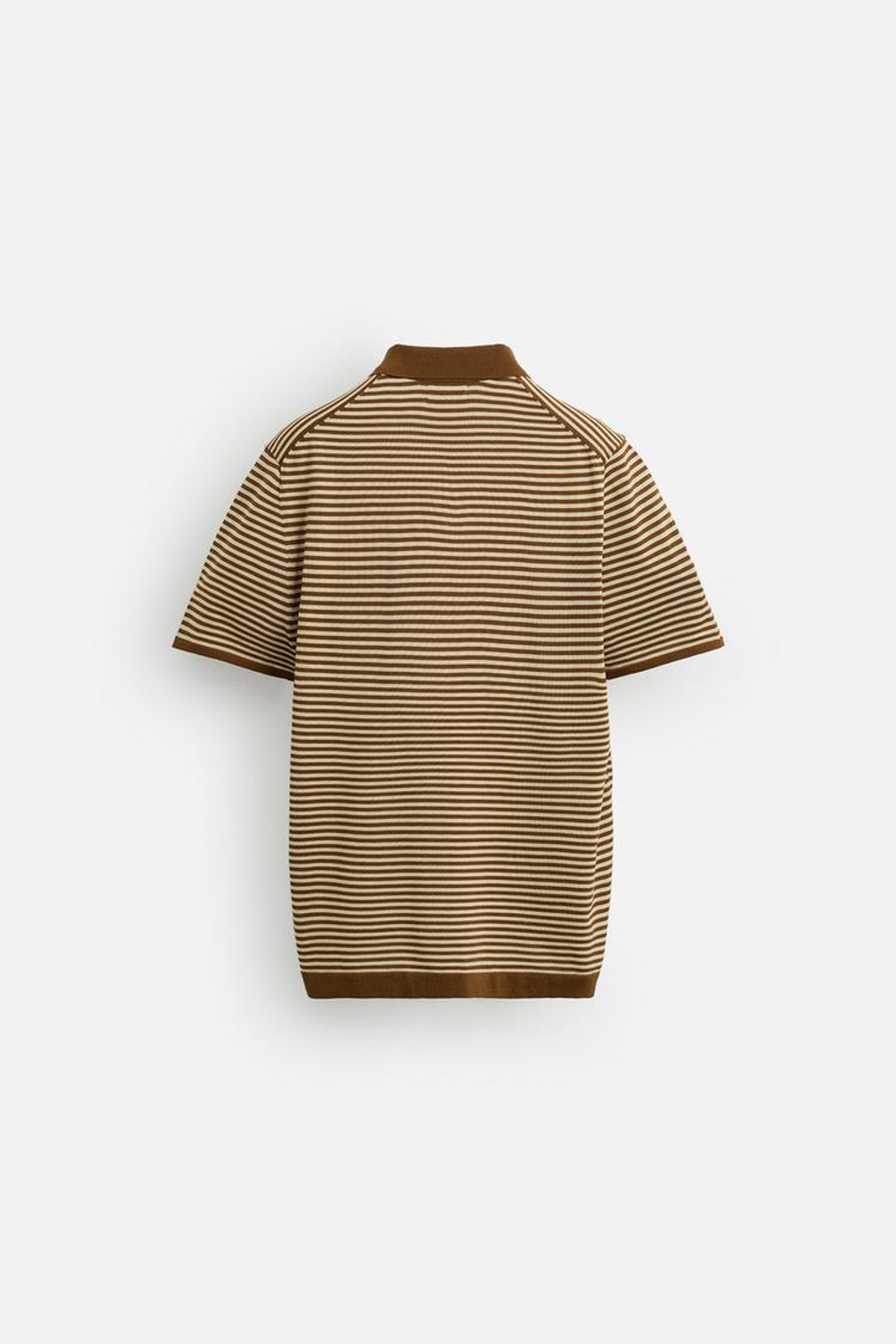 ZARA ТРИКОТАЖНОЕ ПОЛО В ПОЛОСКУ, КАРАМЕЛЬНЫЙ