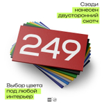 Номер на дверь 249, табличка на дверь для офиса, квартиры, кабинета, аудитории, склада, красная 120х70 мм, Айдентика Технолоджи