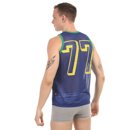 Мужская майка в сетку синяя Andrew Christian Sport Mesh Tank Top