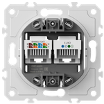 Механизм розетки RJ11 + RJ45 (двойная) cat.3/6/ClassE-4/8, серия DB