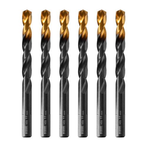 Сверло по металлу, 11 мм, HSS-Tin, Golden Tip, 6 шт. Denzel