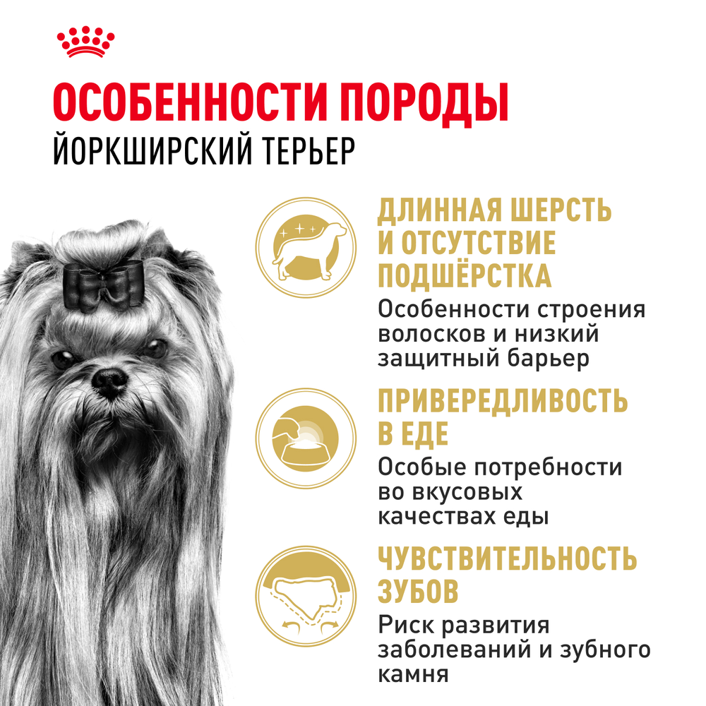 Royal Canin Yorkshire Terrier Adult Йоркширский Терьер Эдалт Корм сухой для взрослых собак породы Йоркширский терьер от 10 месяцев 500г