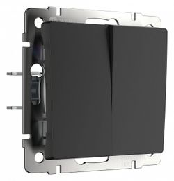 Выключатель двухклавишный без рамки Werkel черный матовый W1120008