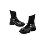 COMELY Sock Boots PU Ankle Boots 5.5cm Women"s Black