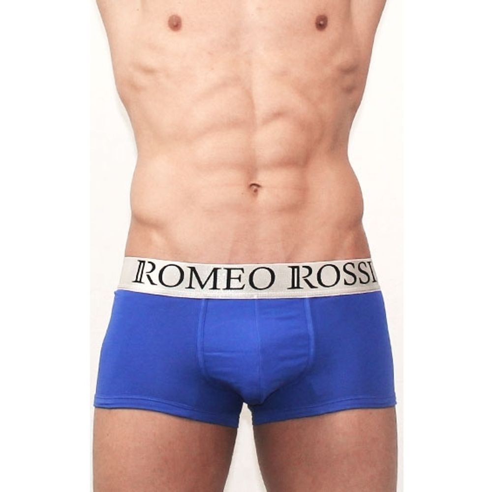 Мужские трусы боксеры индиго Romeo Rossi Steel  Blue Trunks RR00003