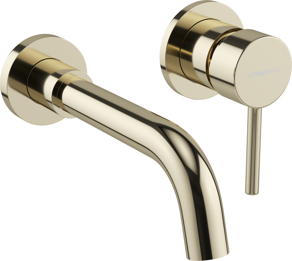 Смеситель для раковины STWORKI Эстерсунд S31040GG С ВНУТРЕННЕЙ ЧАСТЬЮ, глянцевое золото