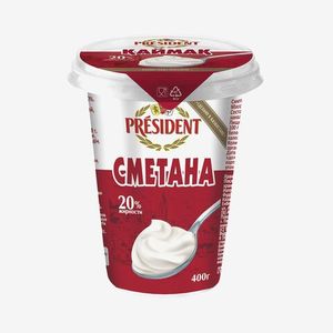 СМЕТАНА 20% 400ГР PRESIDENT