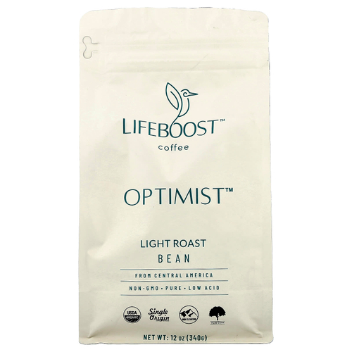 Lifeboost, Coffee, Optimist ™, зерна, легкой обжарки, 340 г (12 унций)