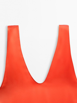 Massimo Dutti Асимметричное шелковое платье, оранжевый