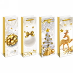 Пакет под бутылку 36*12,8*8,4"Праздничное золото», микс