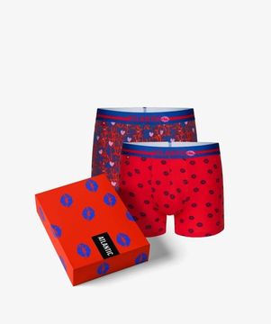 Трусы мужские боксеры (2шт), Atlantic 2GMH-021, голубые + красные