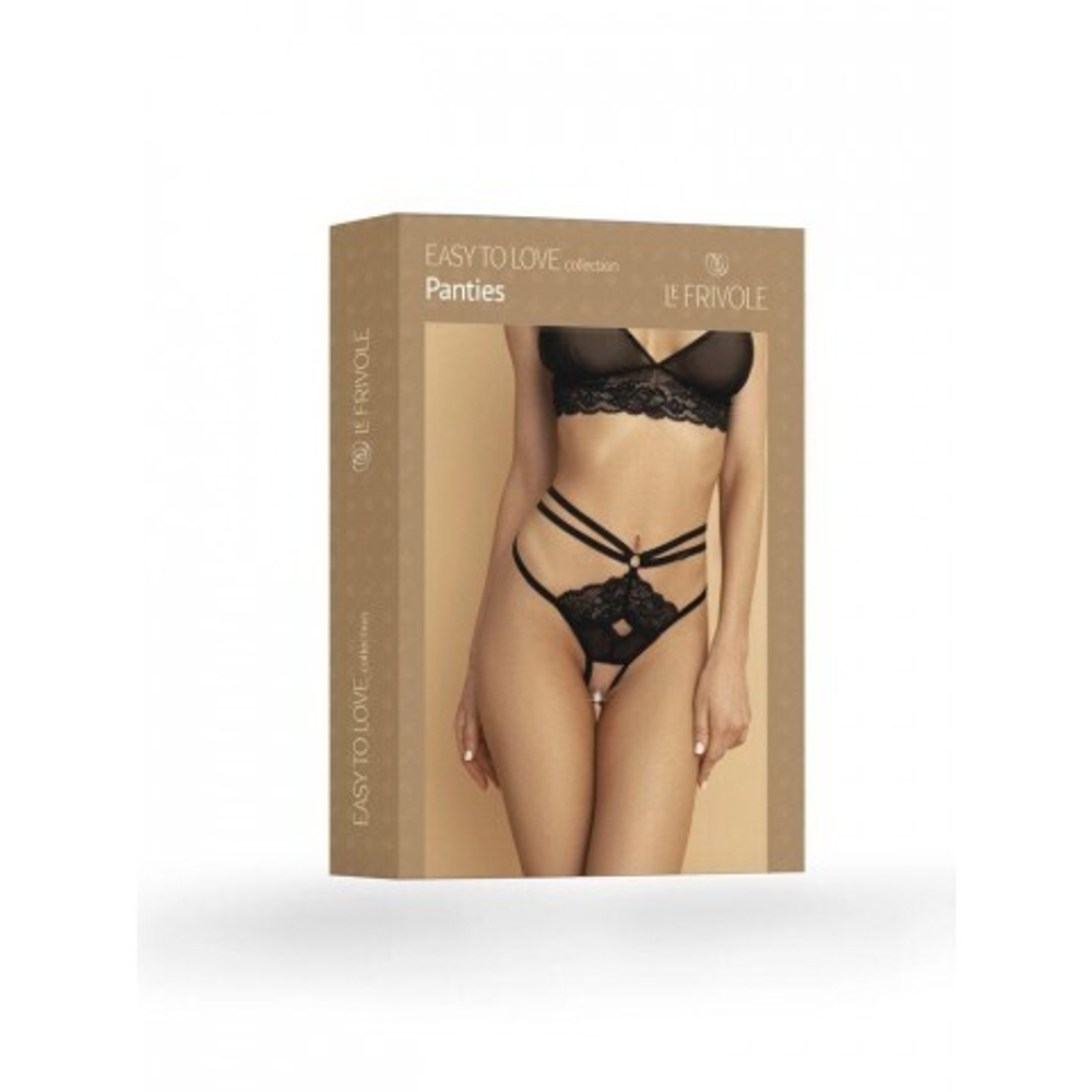 Черные трусики с доступом и переплетением лент сзади (Easy to love) (L/XL; 46-48)