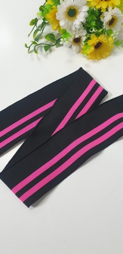 Манжет, 6см ×120см. Черный с розовым