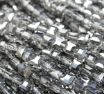 БВ027ДН4 Хрустальные бусины квадратные, цвет: серый AB, 4 мм, кол-во: 44-45 шт.