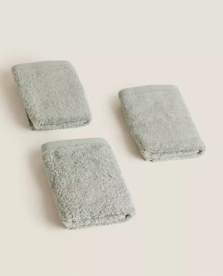 ZARA HOME (НАБОР ИЗ 3 ШТ.) ПОЛОТЕНЦЕ ИЗ ВЫСОКОКАЧЕСТВЕННОГО ХЛОПКА, ЗЕЛЕНЫЙ