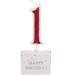 Свеча для торта Цифра Иллюзия «1» 9.5 см, красный