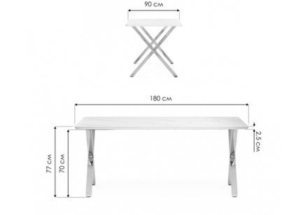 Керамический стол Woodville Селена 3 180х90х77 белый мрамор, золото