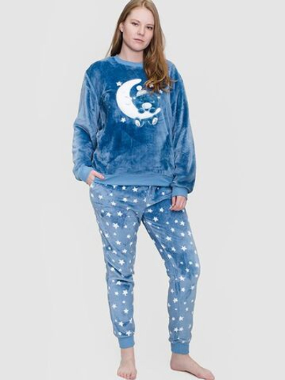 Комплект из микрофибры с забавным принтом (Размер: XL) (Цвет: синий)