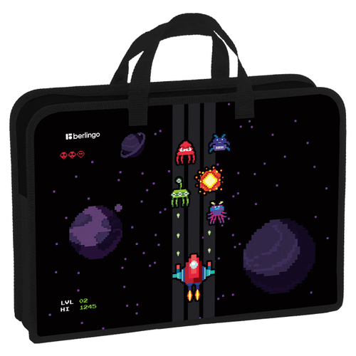 Папка с ручками 1 отделение, А4 "Space Battle", 340*245*75мм, пластик, на молнии, Berlingo