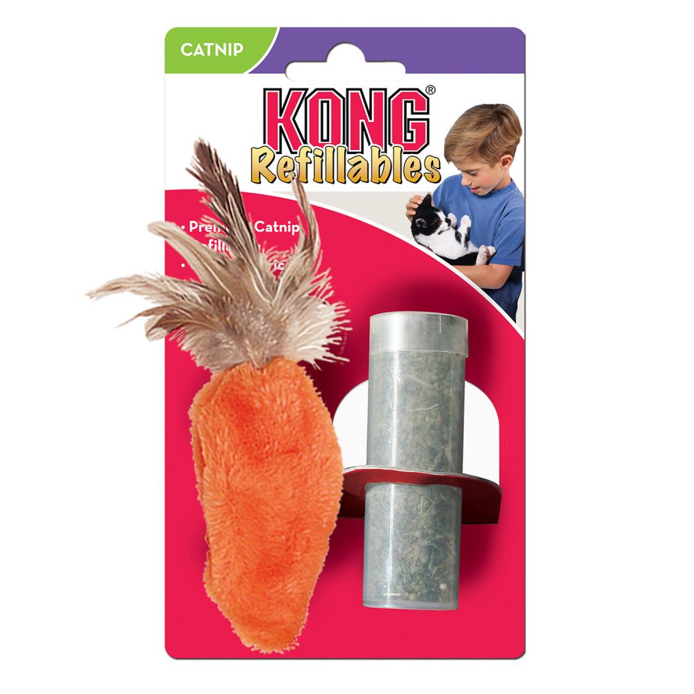 KONG игрушка для кошек Морковь плюш с тубом кошачьей мяты (S)