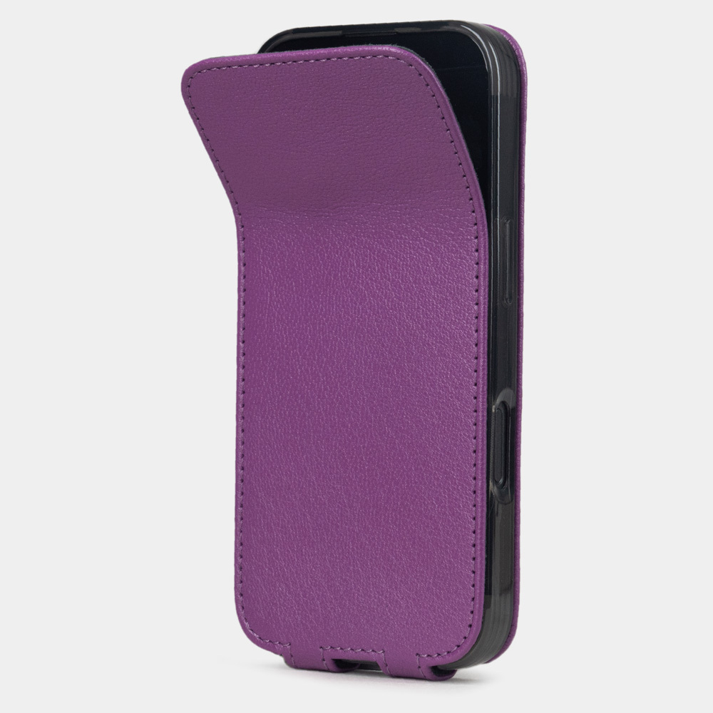 Чехол iPhone 16 Pro Max натуральная кожа козы, фиалкового цвета