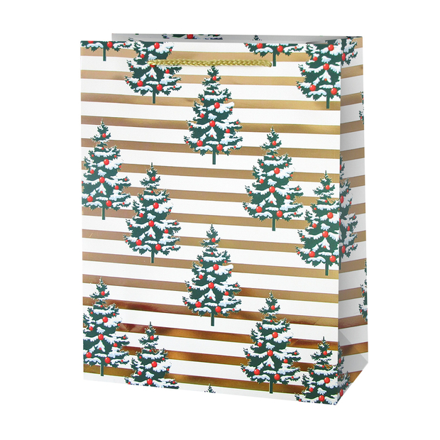 Пакет подарочный, Зимний лес, Дизайн № 1, Металлик, 42*31*12 см, 1 шт.