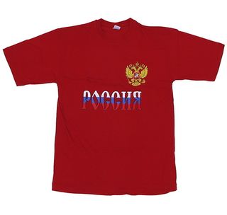 Футболка Россия с малым гербом красная
