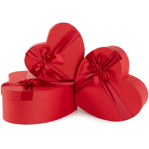 Коробка Сердце, с бантом, Красный, 31*28*12 см