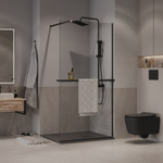 Душевая перегородка Niagara Nova NG-670-12ВLACK (120х195) черный матовый,стекло прозрачное,с полкой,1 место