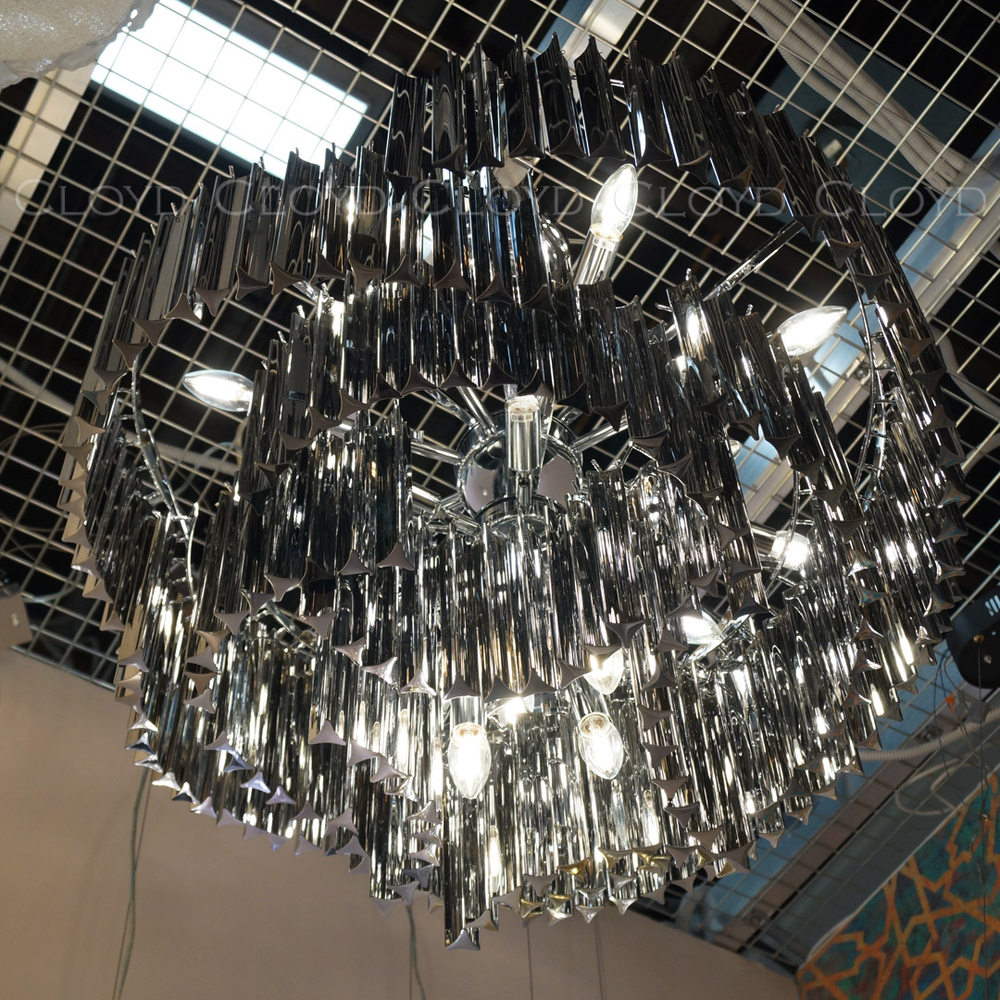 Люстра Cloyd EVOLUTE-B C18 / Ø80 см - хром - дымчатое стекло (арт.11267)