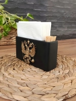 Салфетница черная с золотым гербом