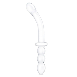 Прозрачный ребристый двусторонний стимулятор Ribbed G-Spot - 30 см.