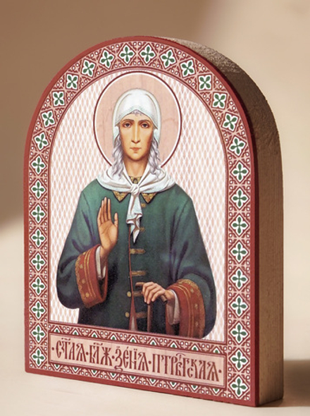 Икона аркой Ксения Петербургская, блж. (поясная) на дереве: 95 х 120 (Синопсисъ)