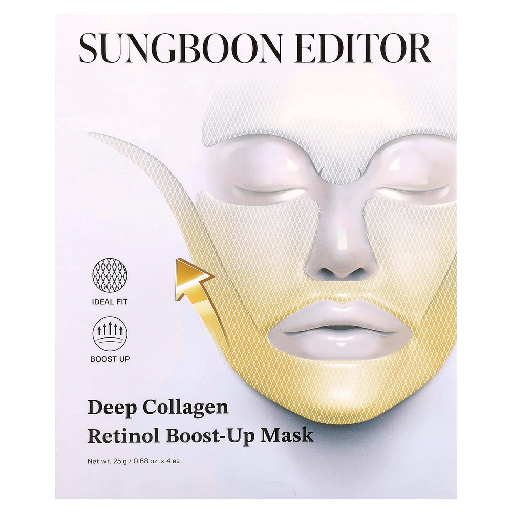 Sungboon Editor, Маска для лица с глубоким коллагеном и ретинолом, 4 шт., 25 г (0,88 унции)