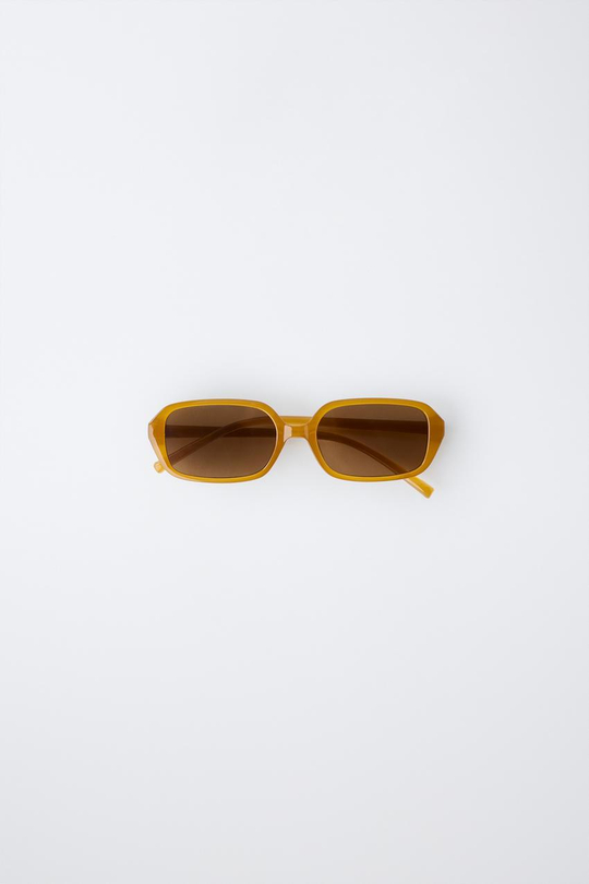 ZARA ПРЯМОУГОЛЬНЫЕ СОЛНЦЕЗАЩИТНЫЕ ОЧКИ В ПЛАСТИКОВОЙ ОПРАВЕ, КАРАМЕЛЬНЫЙ