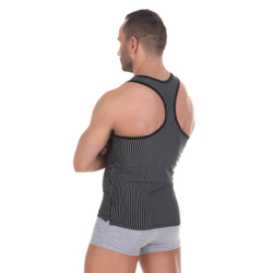 Мужская майка черная в белую полоску Hustler Blue Line