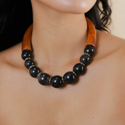 Колье Nature Bijoux, Cannelle, с рогом и деревом байонг, NB26.1-15-43770 (коричневый)