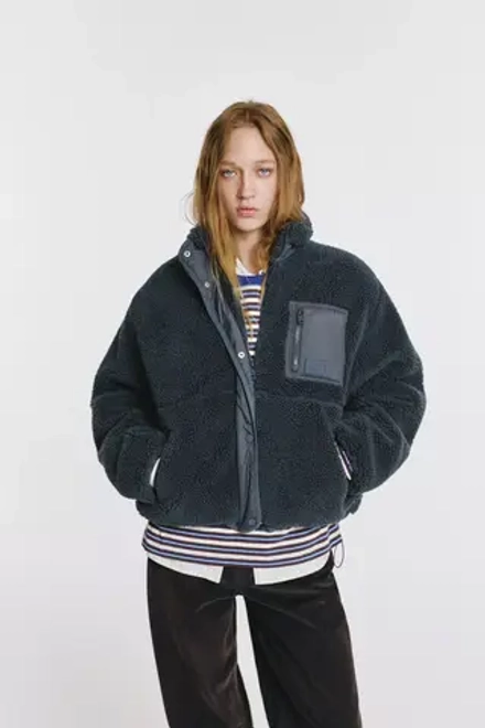 PULL&BEAR Куртка из искусственного меха, синий