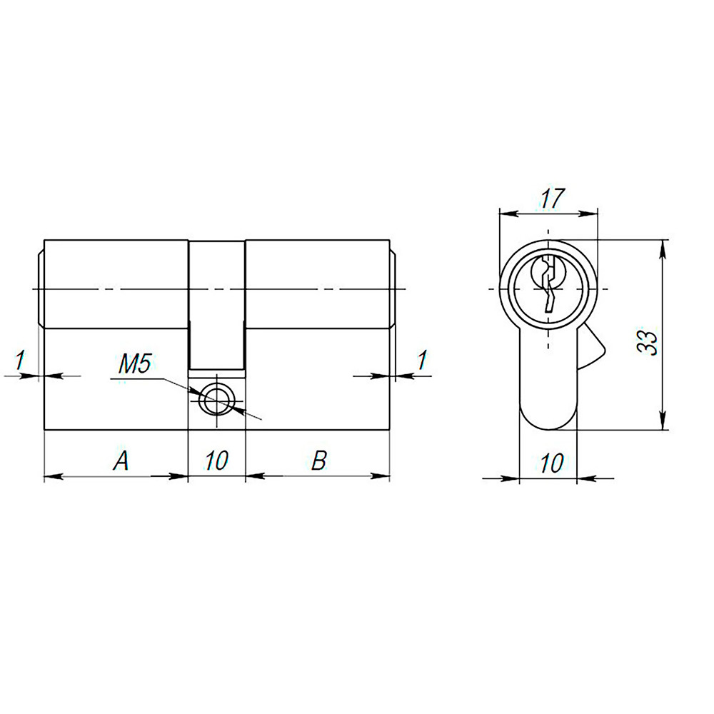 Цилиндровый механизм (AX100/70) AX1000Key70 (30+10+30) CP хром