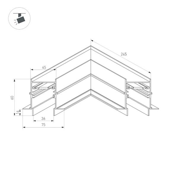 Коннектор угловой для магнитного шинопровода Arlight MAG-CON-4560-FDW-L90 (BK) 034681